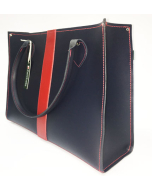Zatchels Navy Shopper with Red Stripe