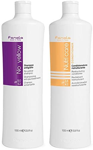 Fanola No Yellow Shampoo & NutriCare Conditioner Set 1000ml