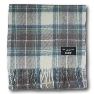 Gretna Green - 100% Lambswool Scarf in Muted Blue Stewart Tartan