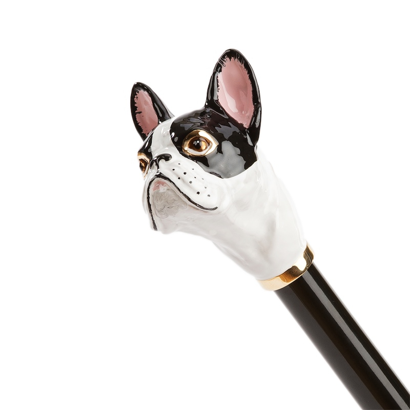 Pasotti Black Luxury Umbrella with French Bulldog Handle