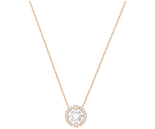 Swarovski Sparkling Dance Round Necklace, White, Rose Gold Plating