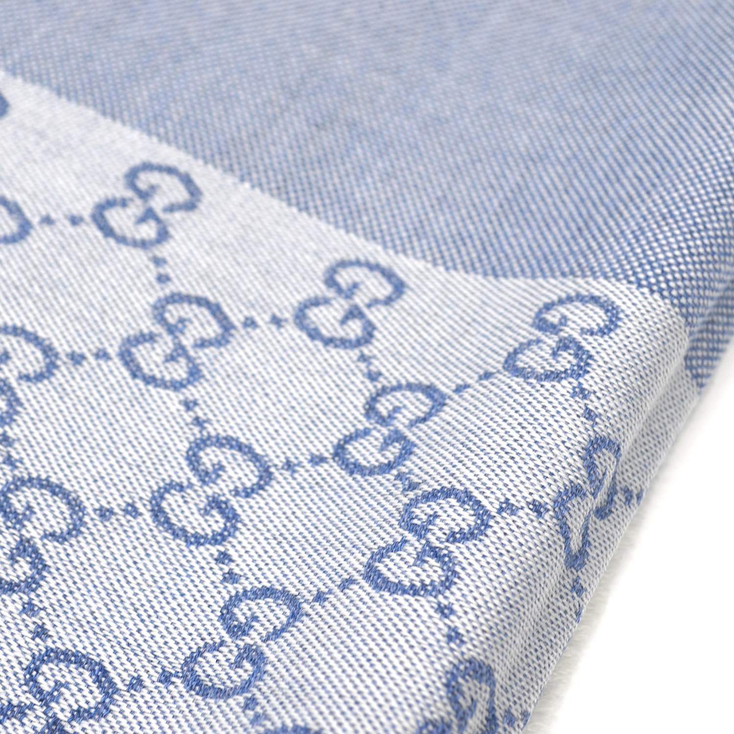 Gucci - Light Blue GG Monogram Half Web Wool Scarf